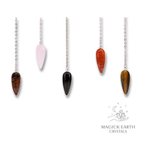 Smooth Teardrop Crystal Gemstone Pendulum with Platinum Finish