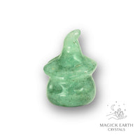 Aventurine Carved Pumpkin With a Witches Hat Crystal Figurine