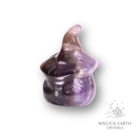 Amethyst Carved Pumpkin With a Witches Hat Crystal Figurine