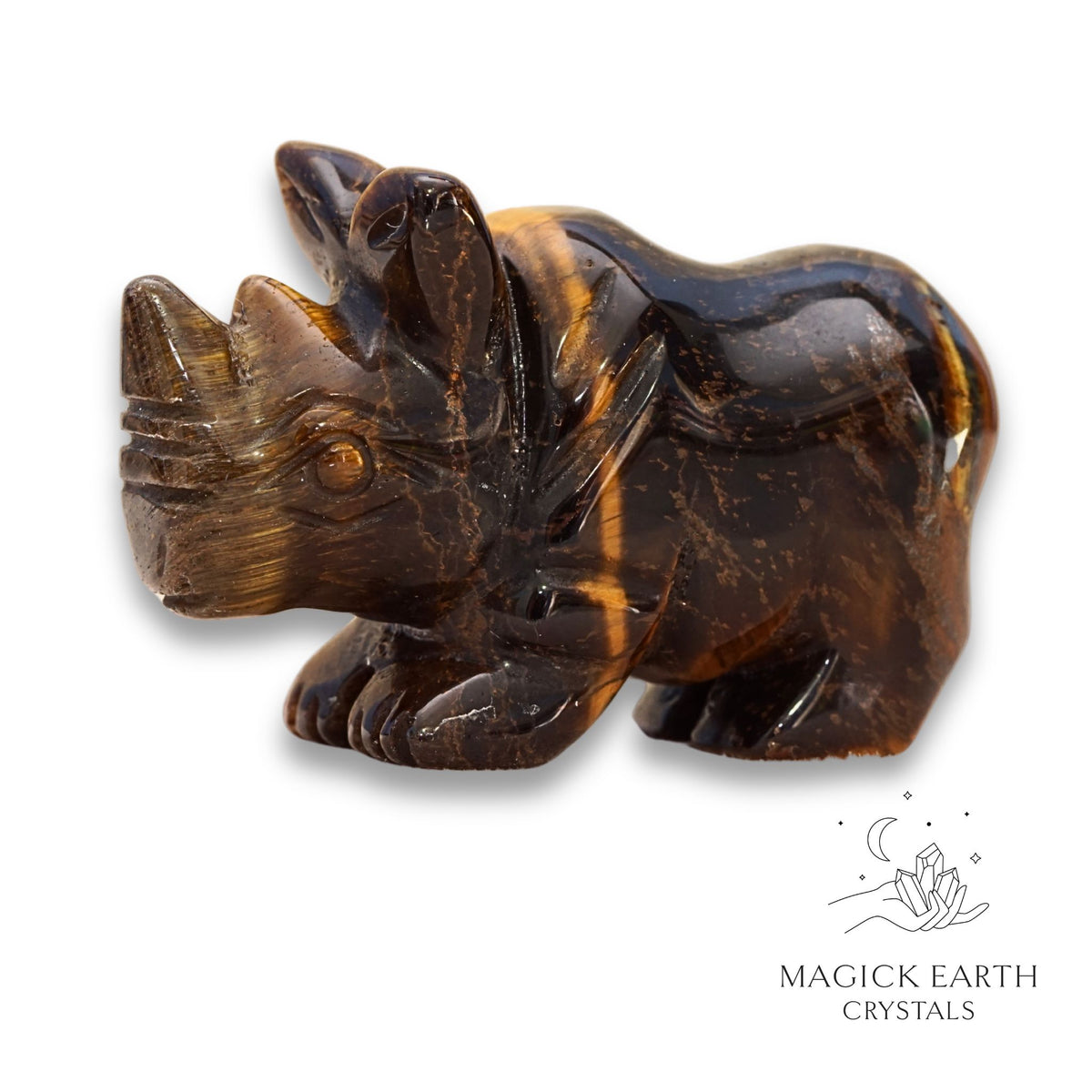 Tiger Eye Crystals Gemstone Rhinoceros Looking Left
