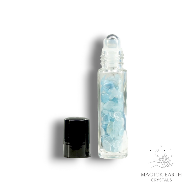 Aquamarine Crystal Gemstone Roll-On Chip Bottle 10ml