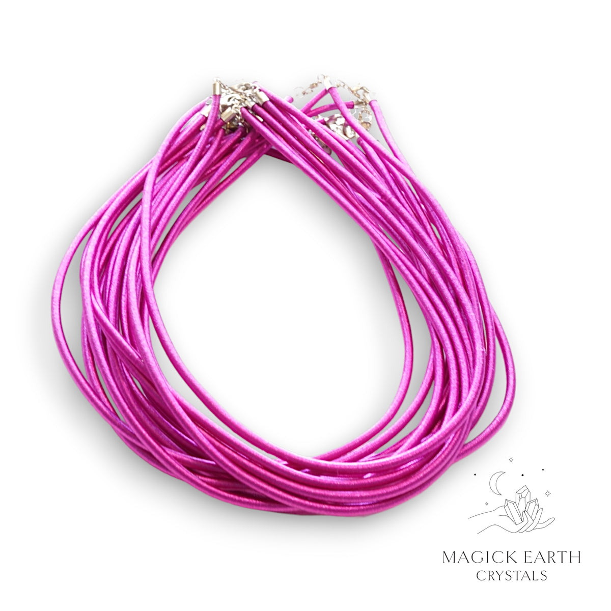 Magenta Silk Cord Necklace with Platinum Findings