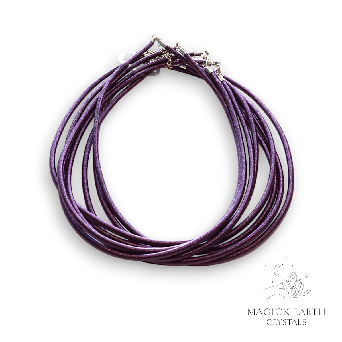 Purple Silk Cord Necklace with Platinum Findings