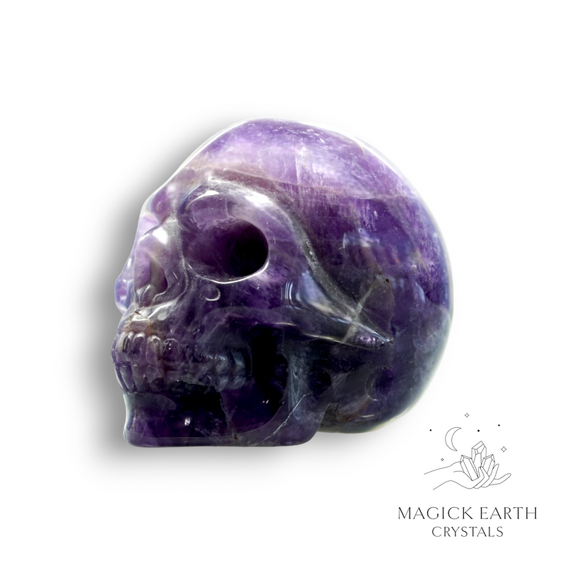 Amethyst Crystal Gemstone Carved Skull Right View