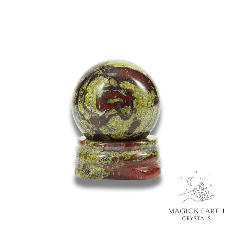 Dragons Blood Jasper Crystal Gemstone Sphere On Matching Stand 