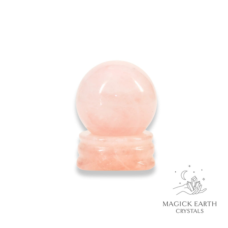 Rose Quartz Crystal Gemstone Sphere 30mm with Matching Stand