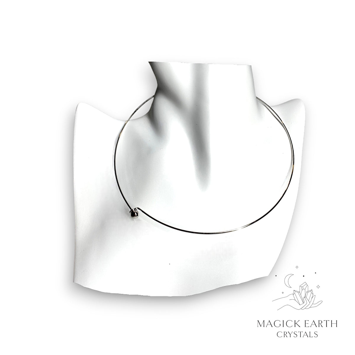 Wire Choker with Removable Bead and Platinum Finish