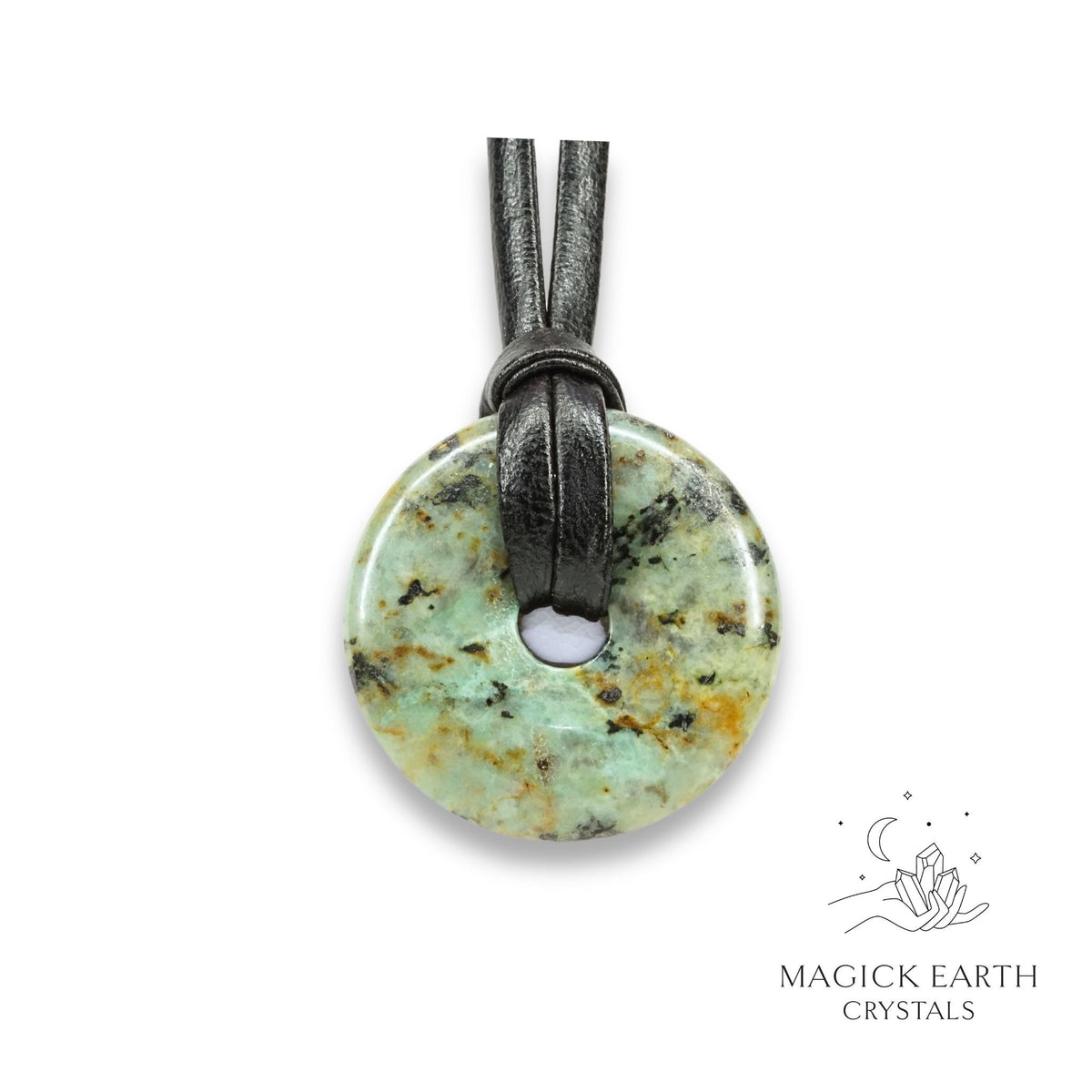 African Turquoise Donut Pendant For Transformation & Growth 