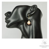 Natural agate druzy earrings with beige electroplated finish showing crystal formation view c