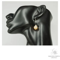 Natural agate druzy earrings with beige electroplated finish showing crystal formation view e