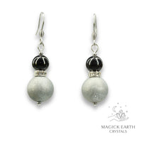 Natural agate druzy earrings with platinum electroplated finish showing crystal formation view d