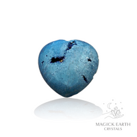 Agate druzy heart with blue electroplated finish showing crystal formation view b