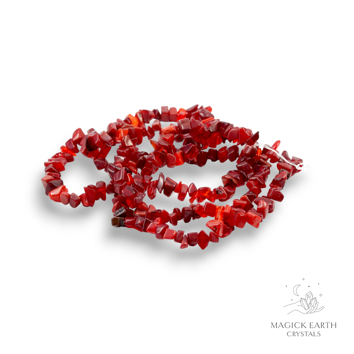 Natural Agate (dyed) drilled crystal chip strand view a