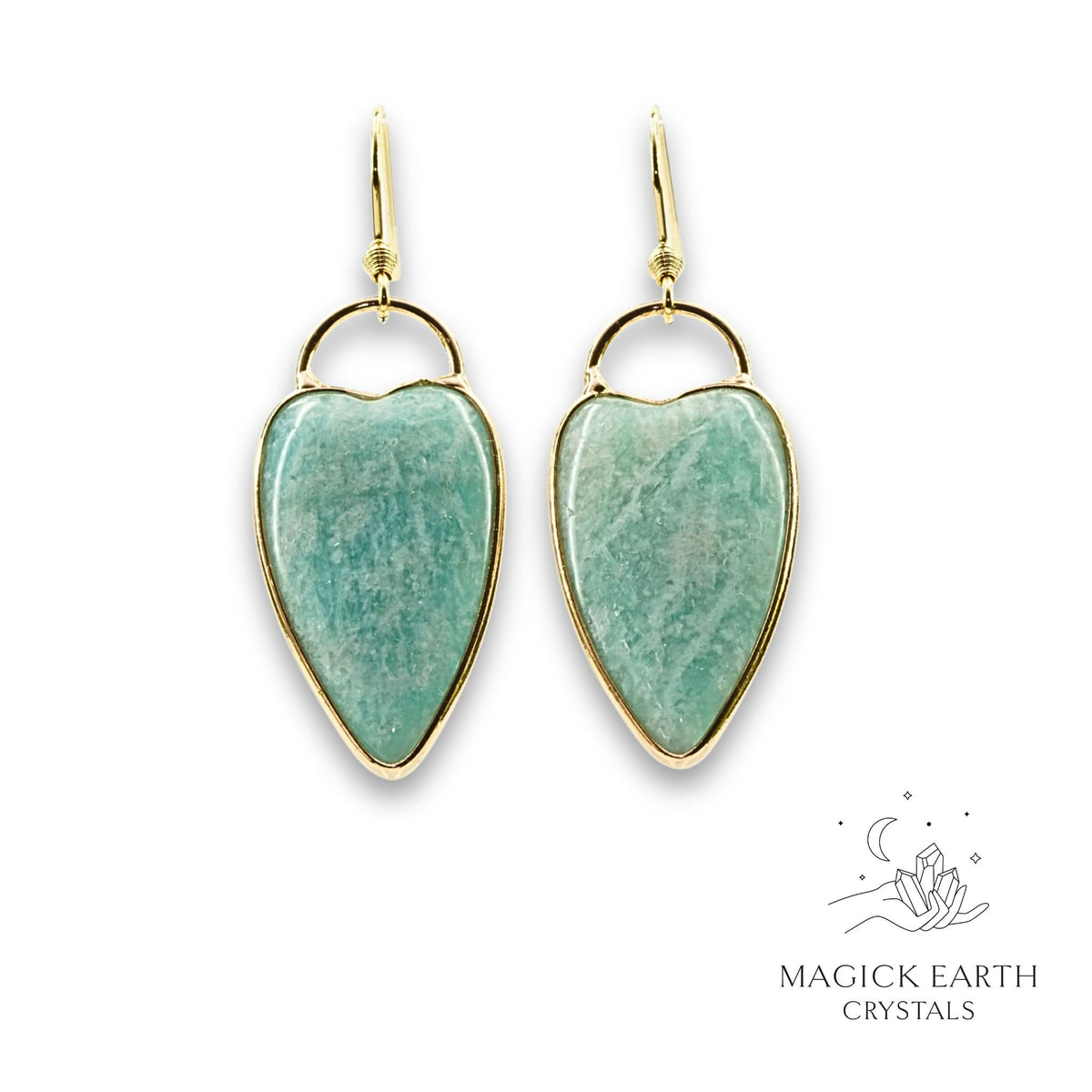 Amazonite Charmed Heart Earrings for Empowered Boundaries