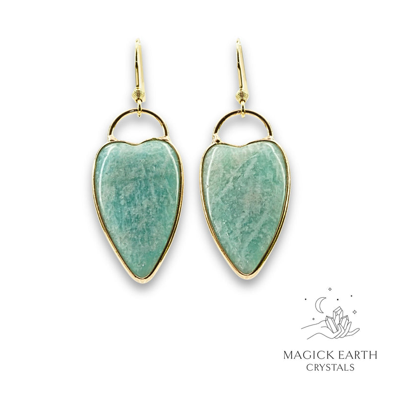 Amazonite Charmed Heart Earrings for Empowered Boundaries