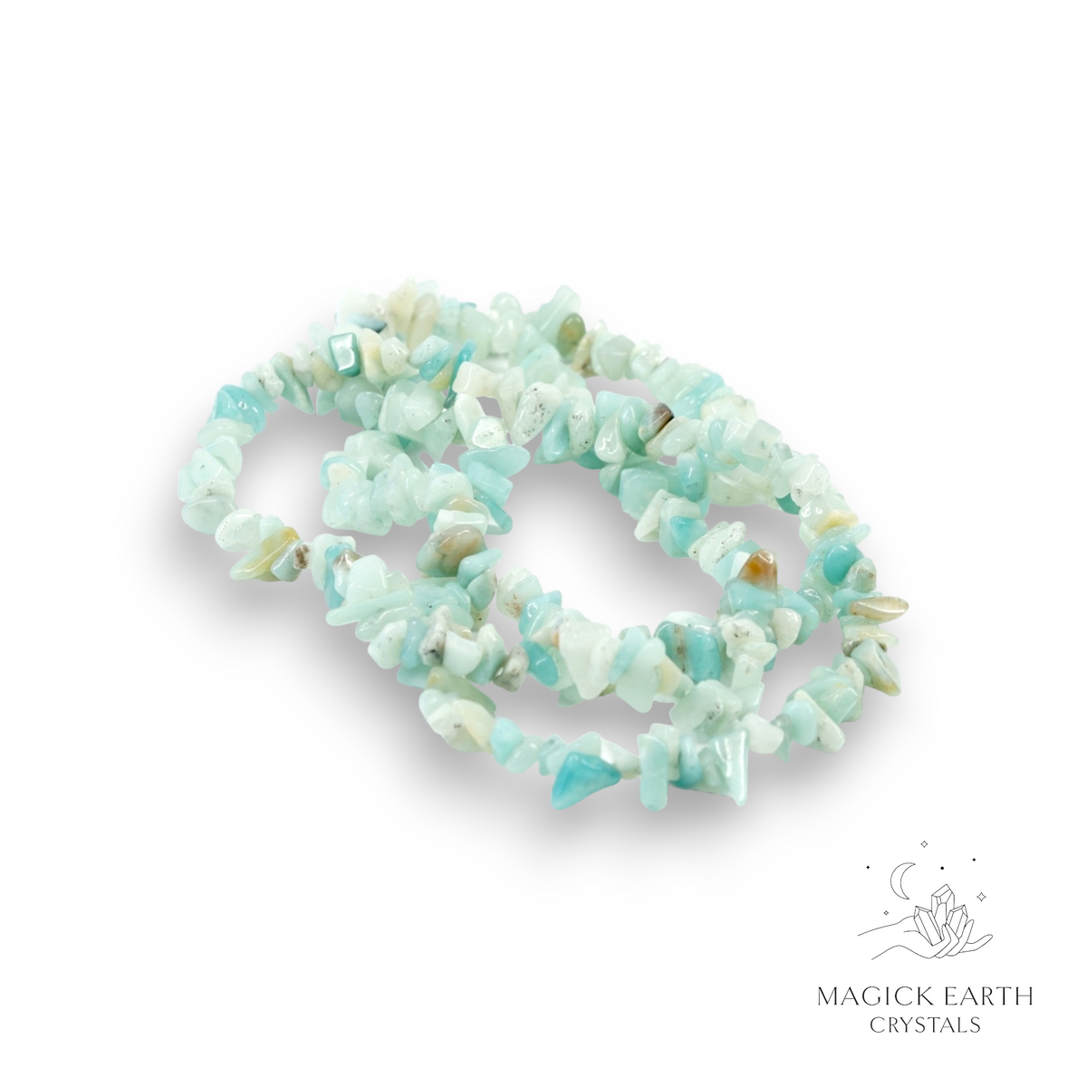 Natural Amazonite drilled crystal chip strand