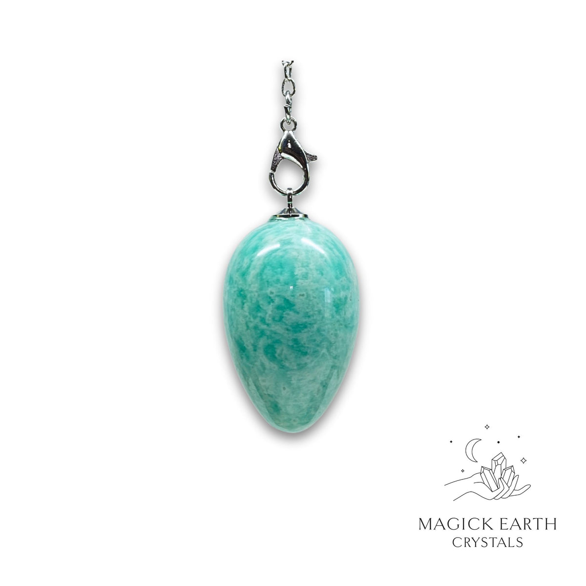 Natural Amazonite egg crystal pendulum view b