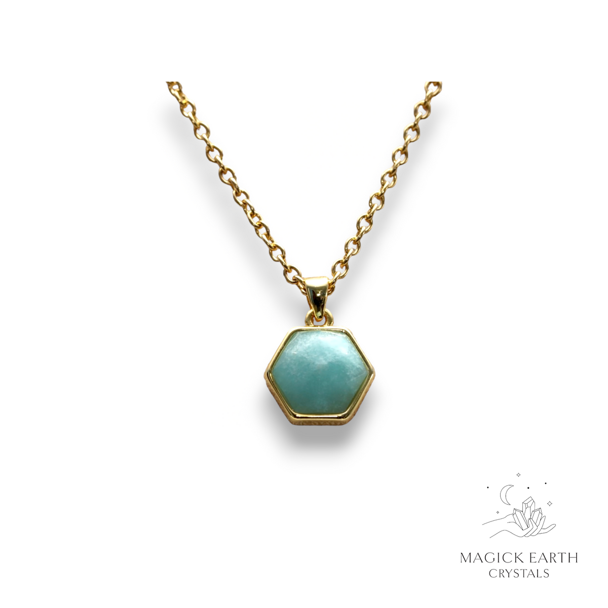 Natural Amazonite faceted hexagon crystal pendant