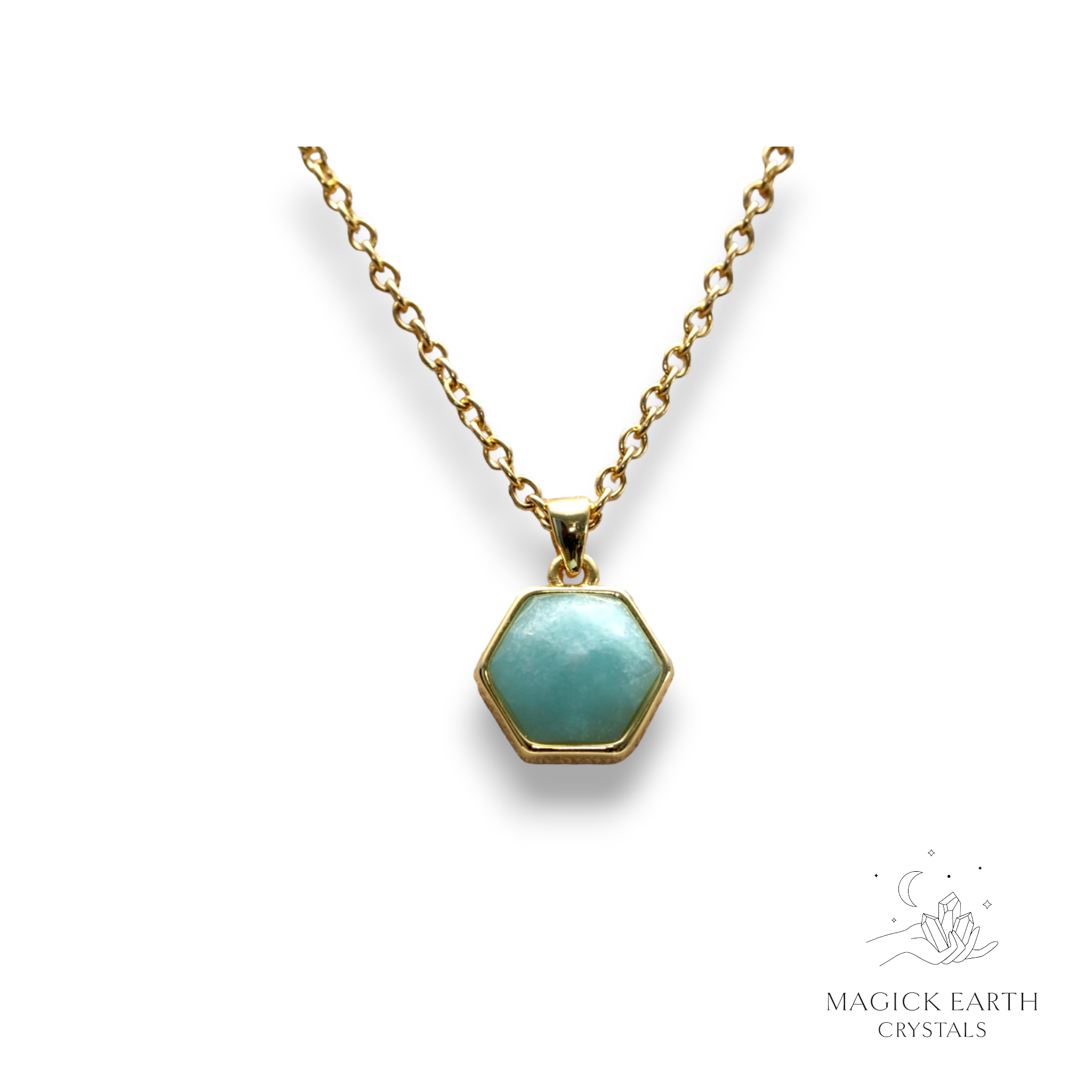 Natural Amazonite faceted hexagon crystal pendant