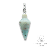 Natural Amazonite spire crystal pendulum view b
