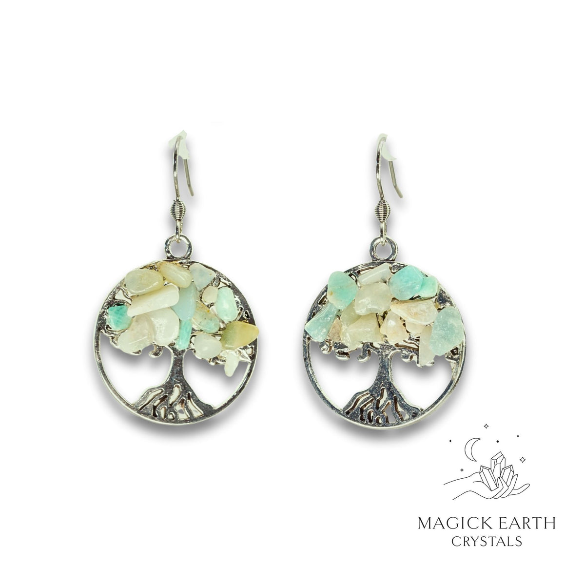 Amazonite Tree Of Life Earrings For Empowered Boundaries