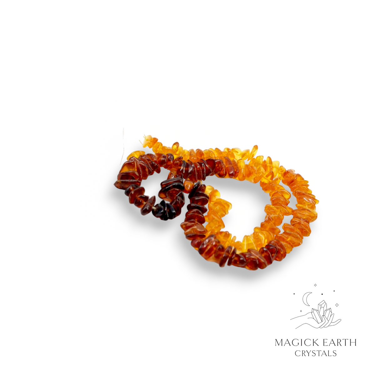 Natural Amber drilled crystal chip strand