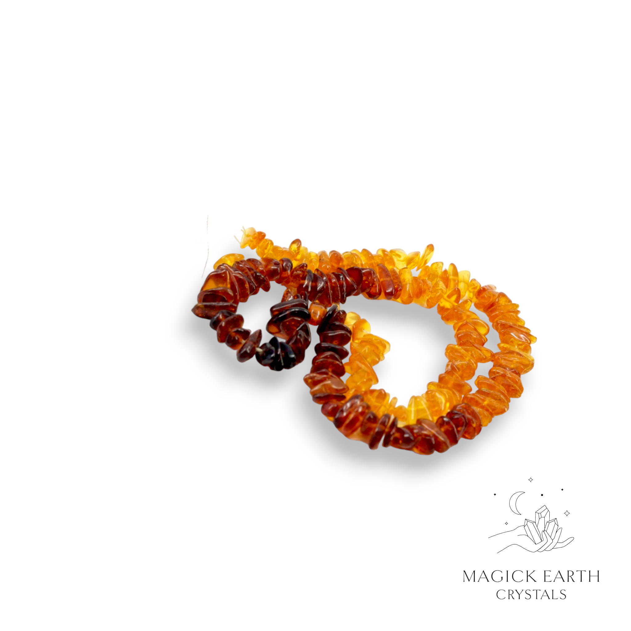 Natural Amber drilled crystal chip strand