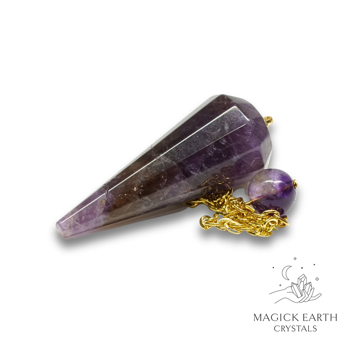 Natural Amethyst 12 Facet large cone crystal pendulum view a 
