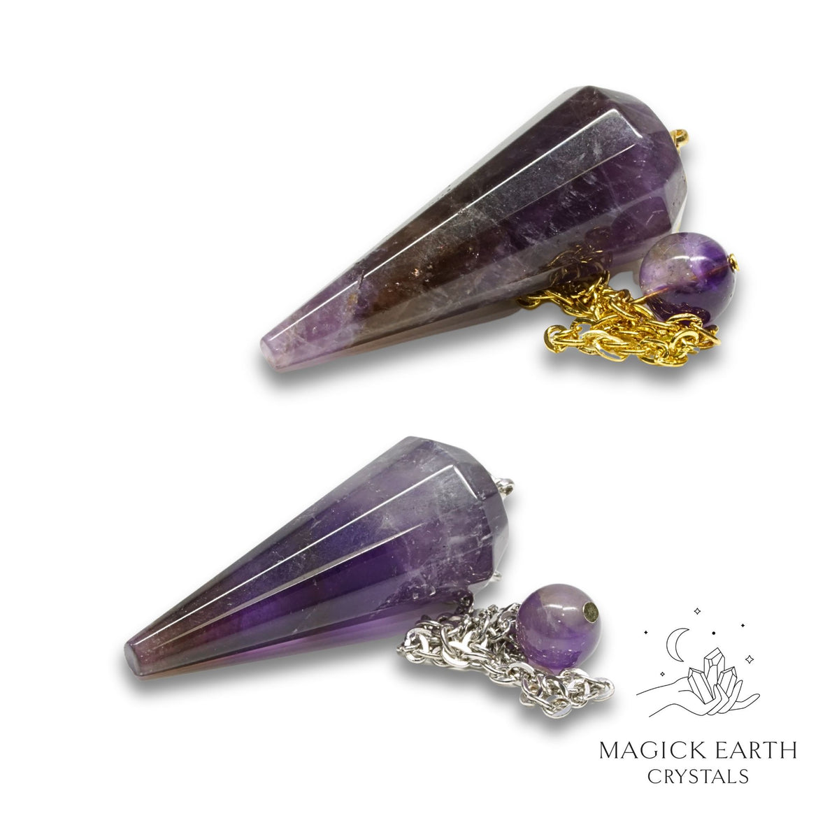 Amethyst 12 Facet Pendulum With Gold  or Platinum Finish For  Sacred Stillness
