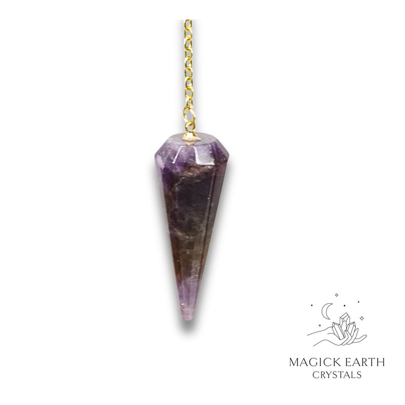 Amethyst 12 Facet Pendulum With Gold Finish For Sacred Stillness