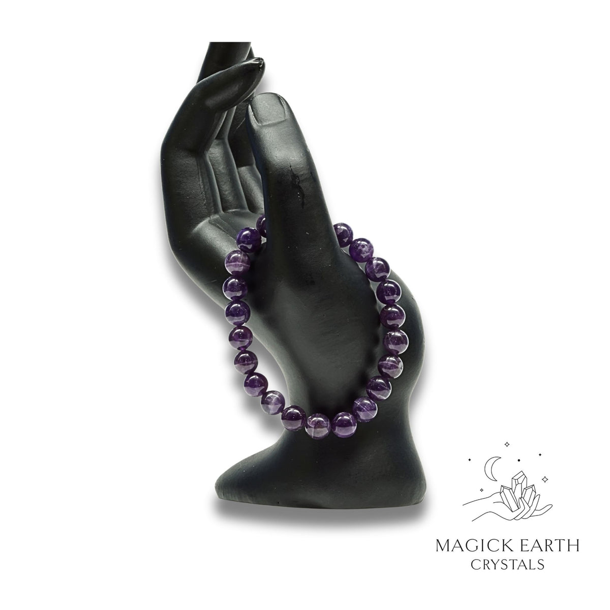 Natural Amethyst 8mm round bead crystal bracelet view b
