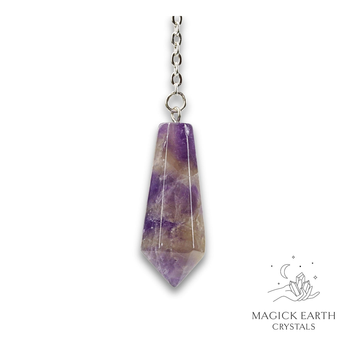 Amethyst Faceted Bullet Pendulum Vertical View for Sacred Stillness