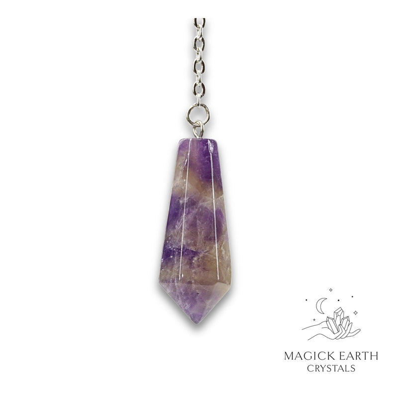 Amethyst Faceted Bullet Pendulum Vertical View for Sacred Stillness