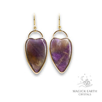 Amethyst Charmed Heart Earrings for Sacred Stillness