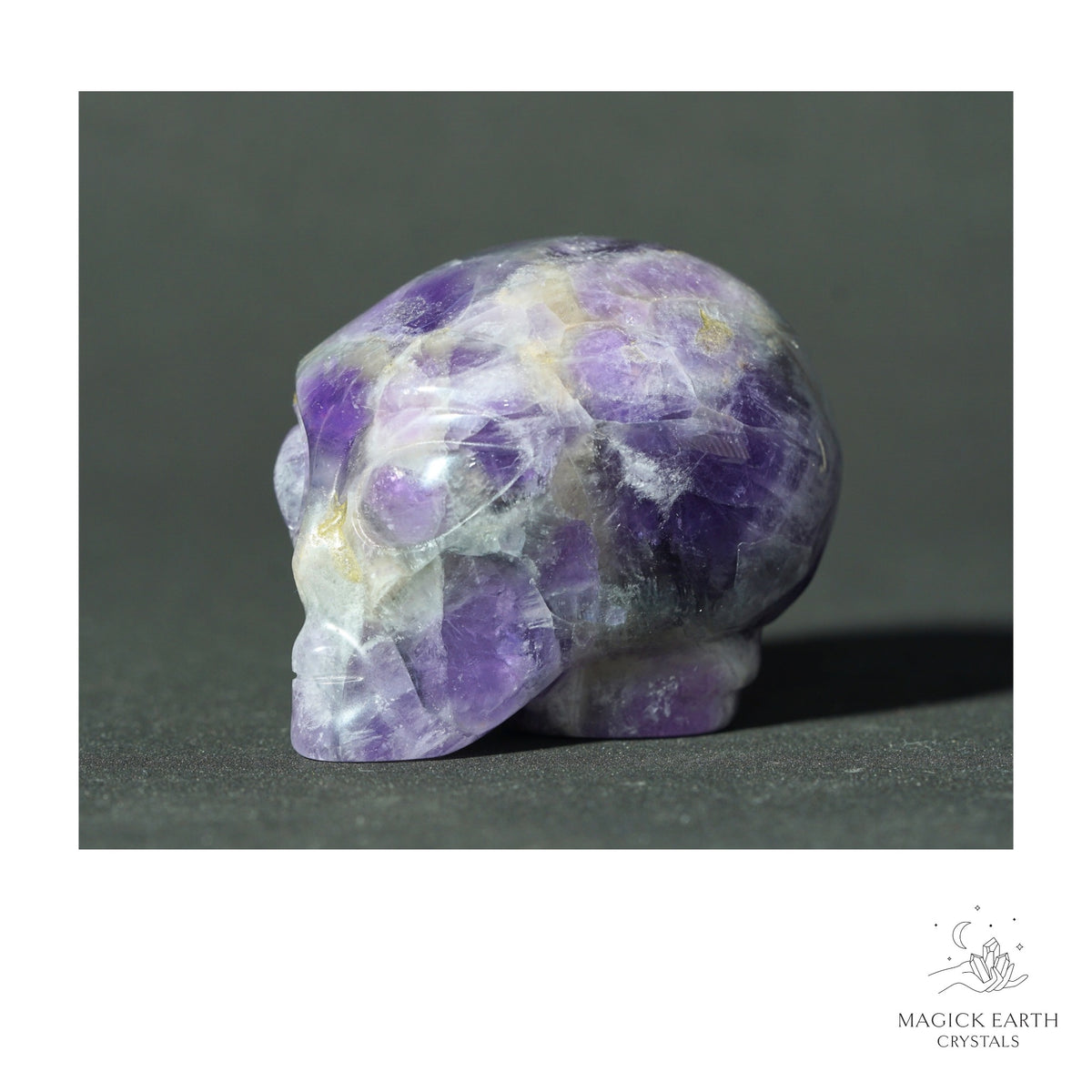 Natural Amethyst Crystal Alien Skull View A