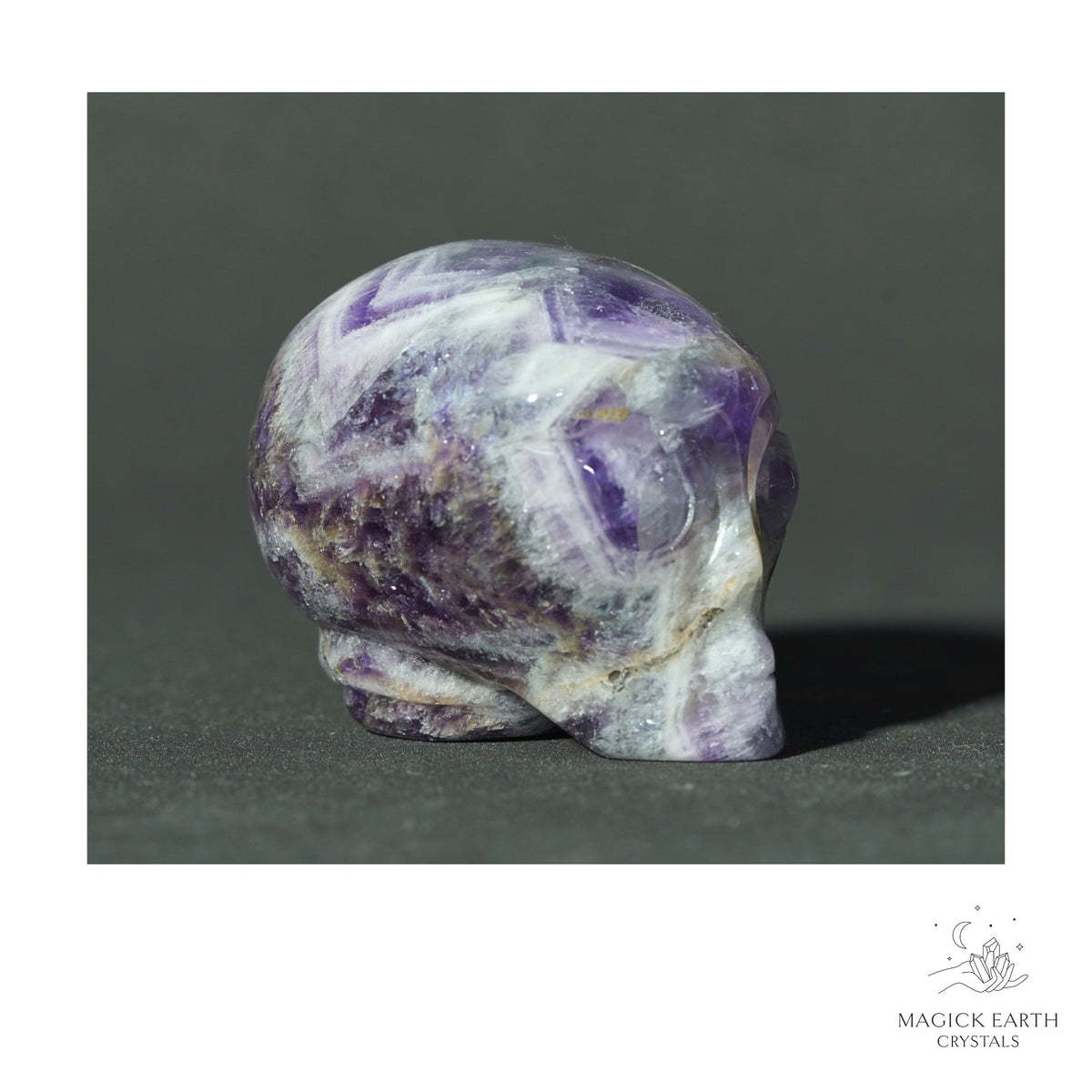 Natural Amethyst Crystal Alien Skull View B