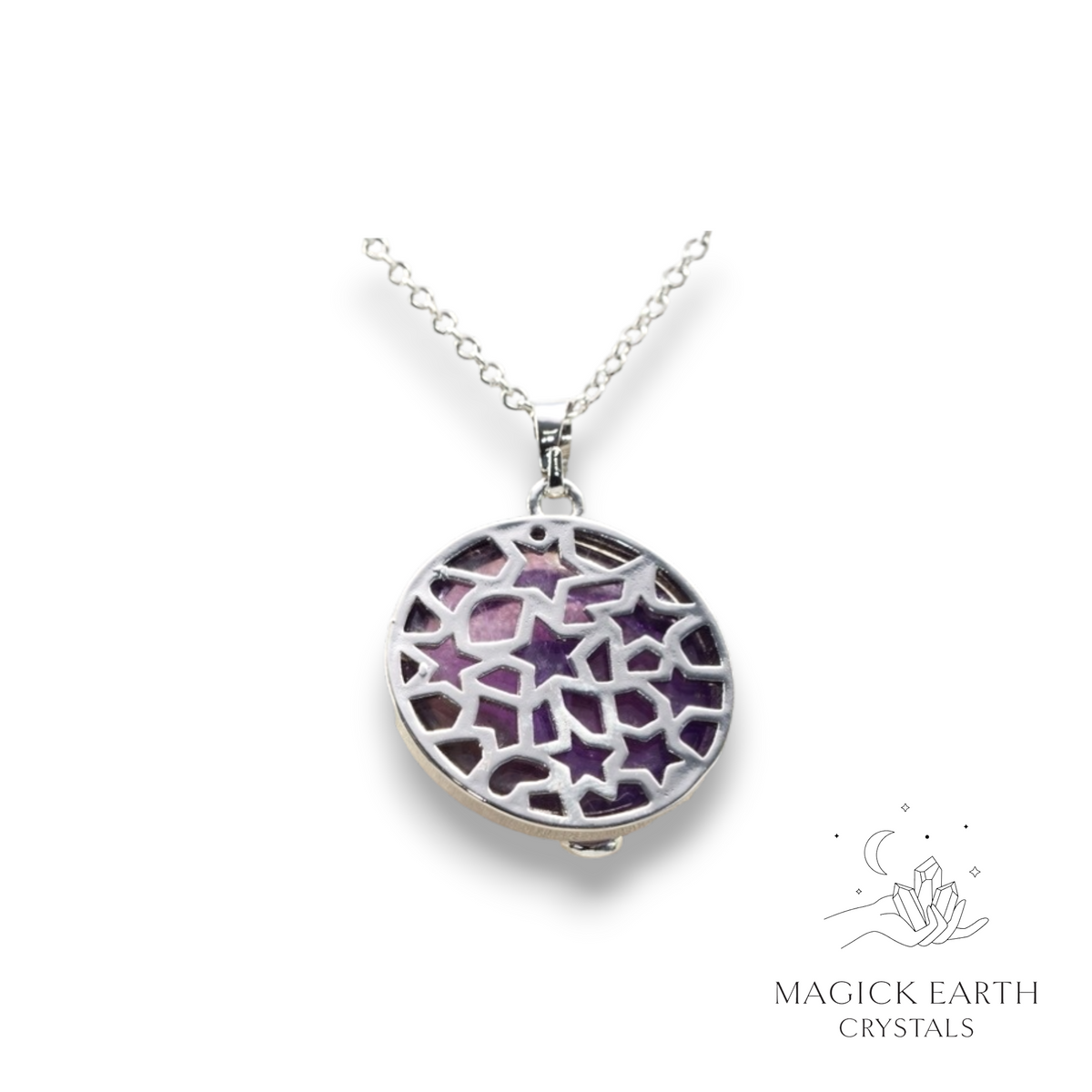 Natural Amethyst crystal cat pendant view b