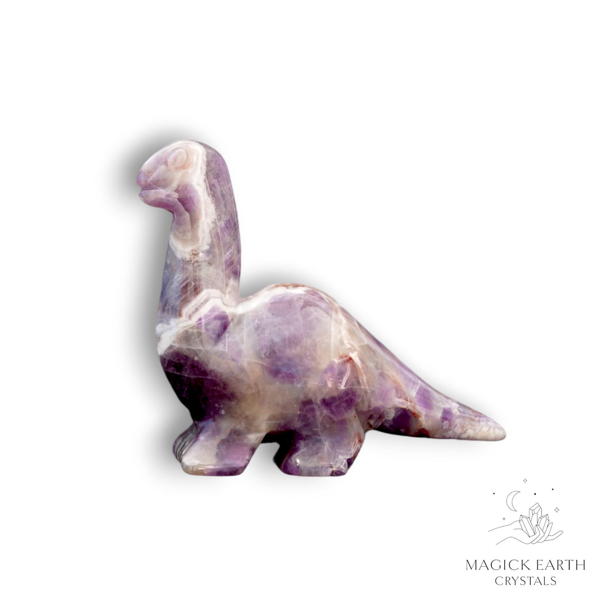 Natural Amethyst crystal dinosaur figurine  view b