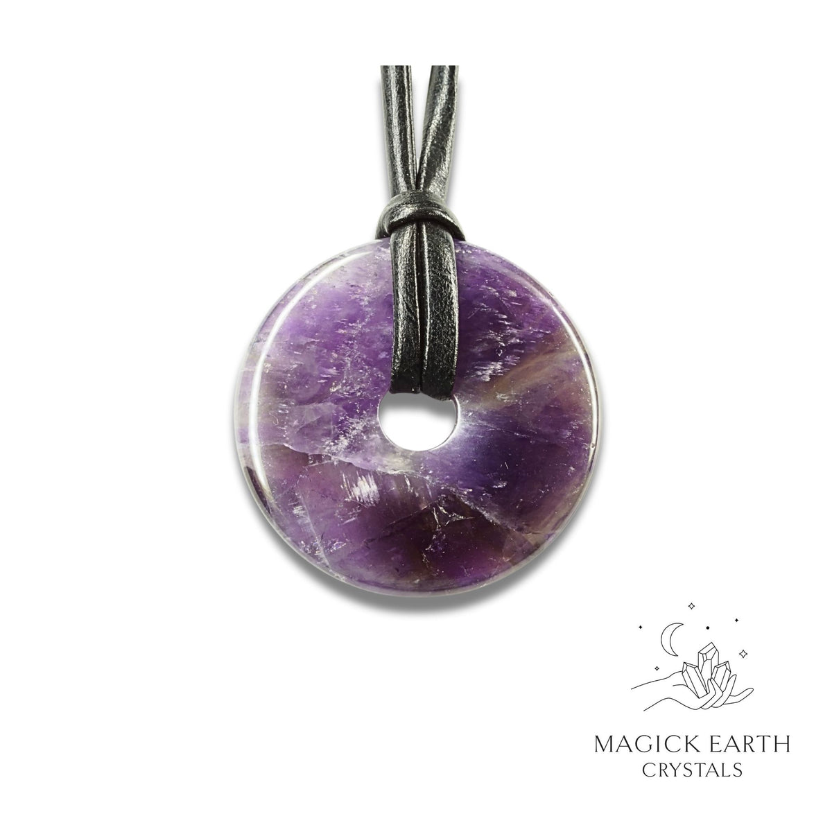 Natural Amethyst crystal donut view a