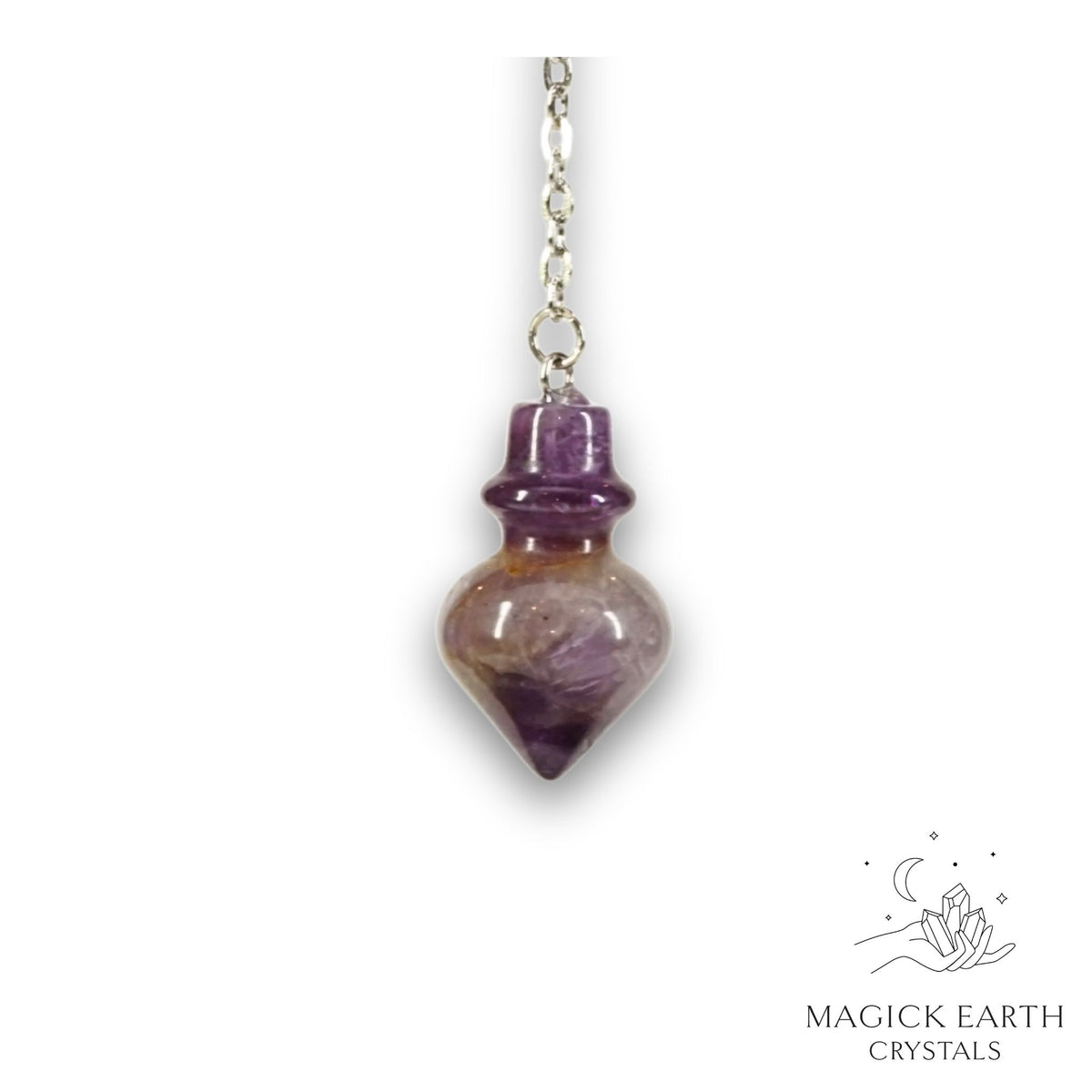 Natural Amethyst crystal flask pendulum view b