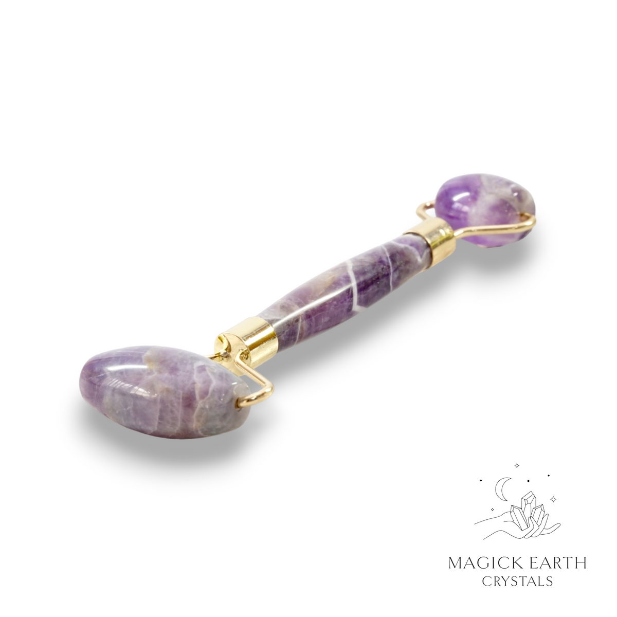 Natural Amethyst crystal massage roller view a