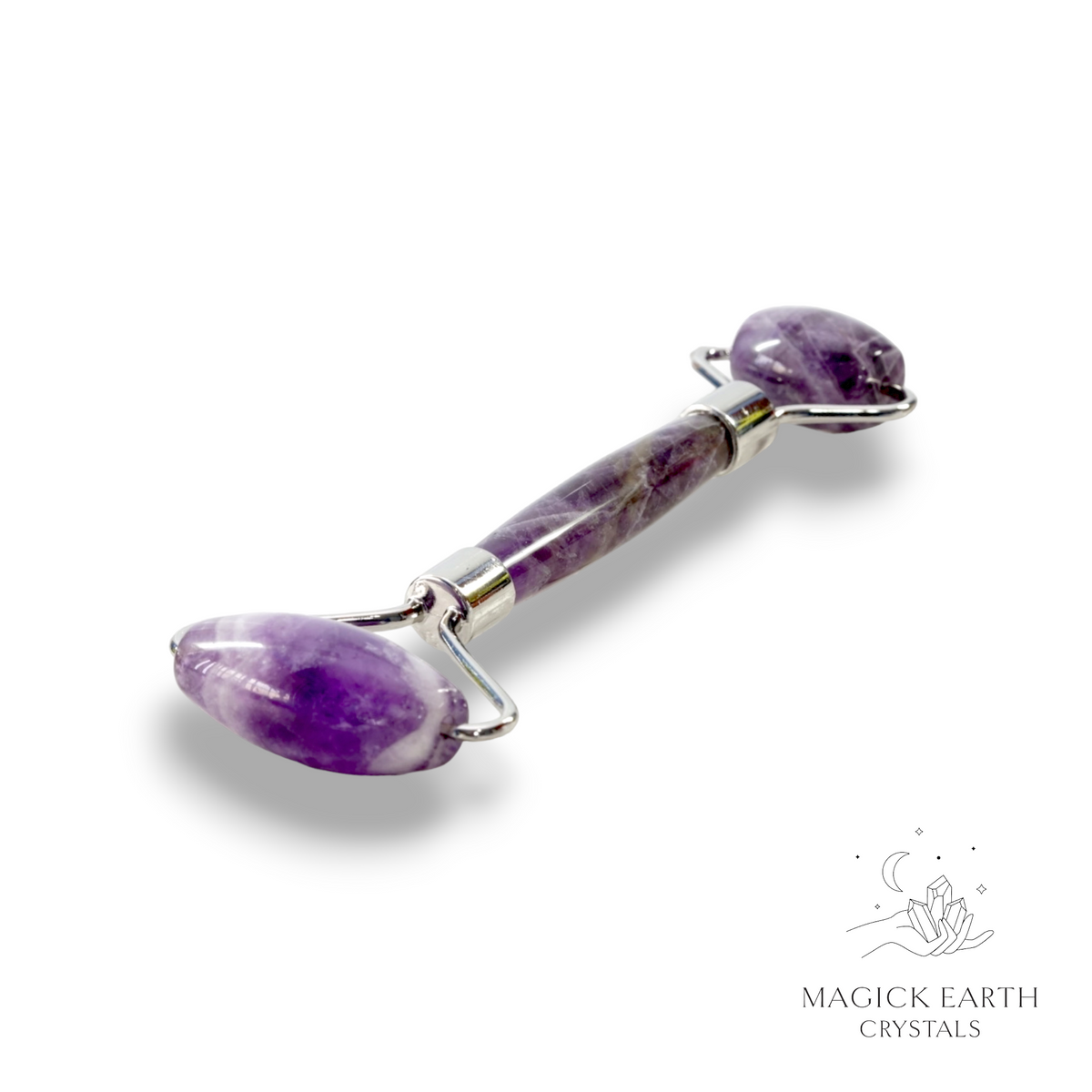 Natural Amethyst crystal massage roller view b