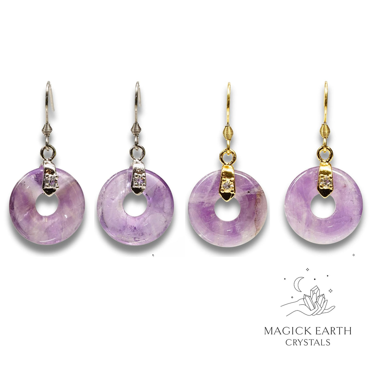 Amethyst  Donut  Earrings For  Sacred Stillness