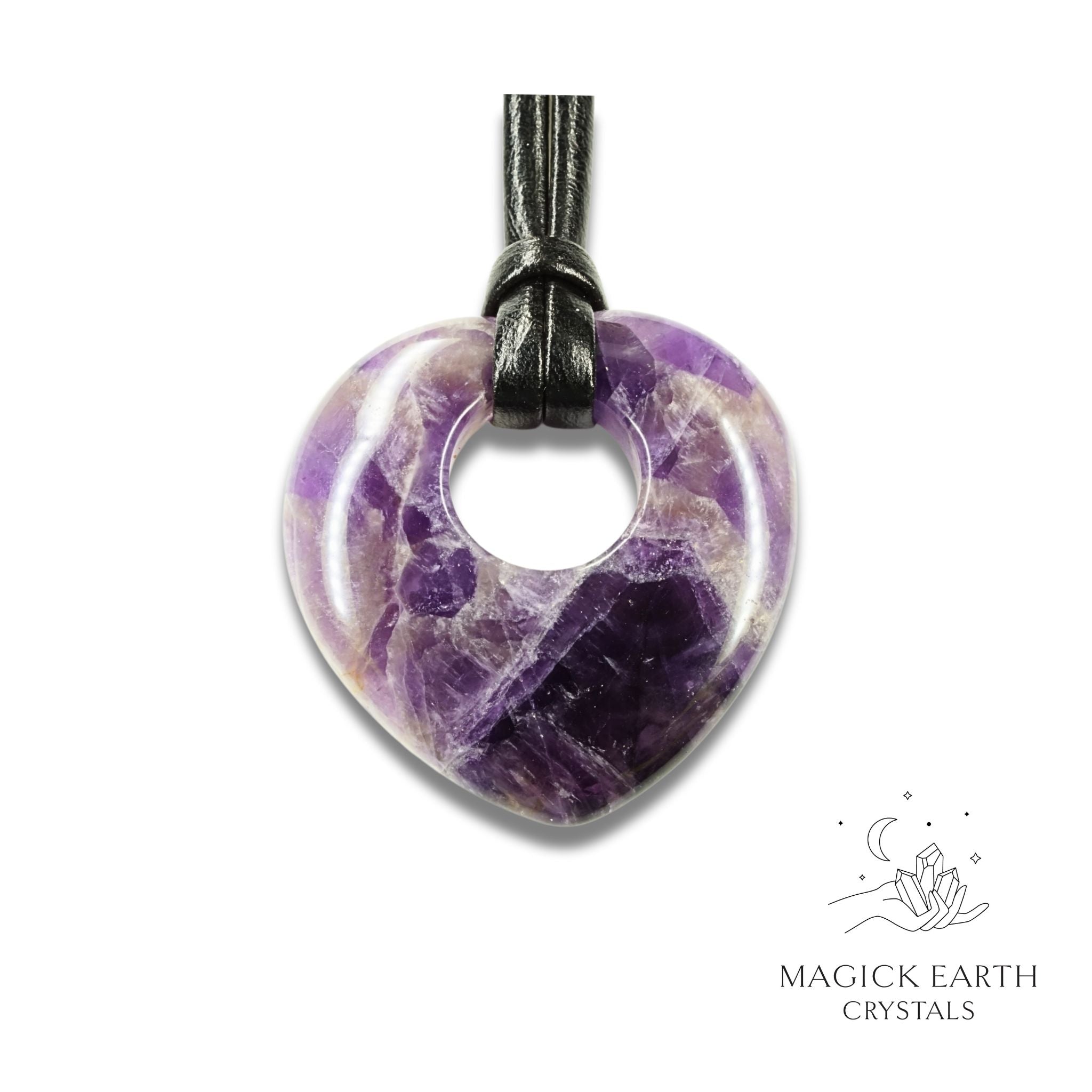 Amethyst Donut Heart Pendant For Sacred Stillness