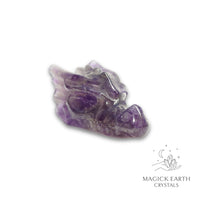 Natural Amethyst crystal dragon skull view a