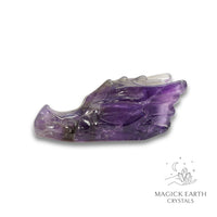 Natural Amethyst crystal dragon skull view b