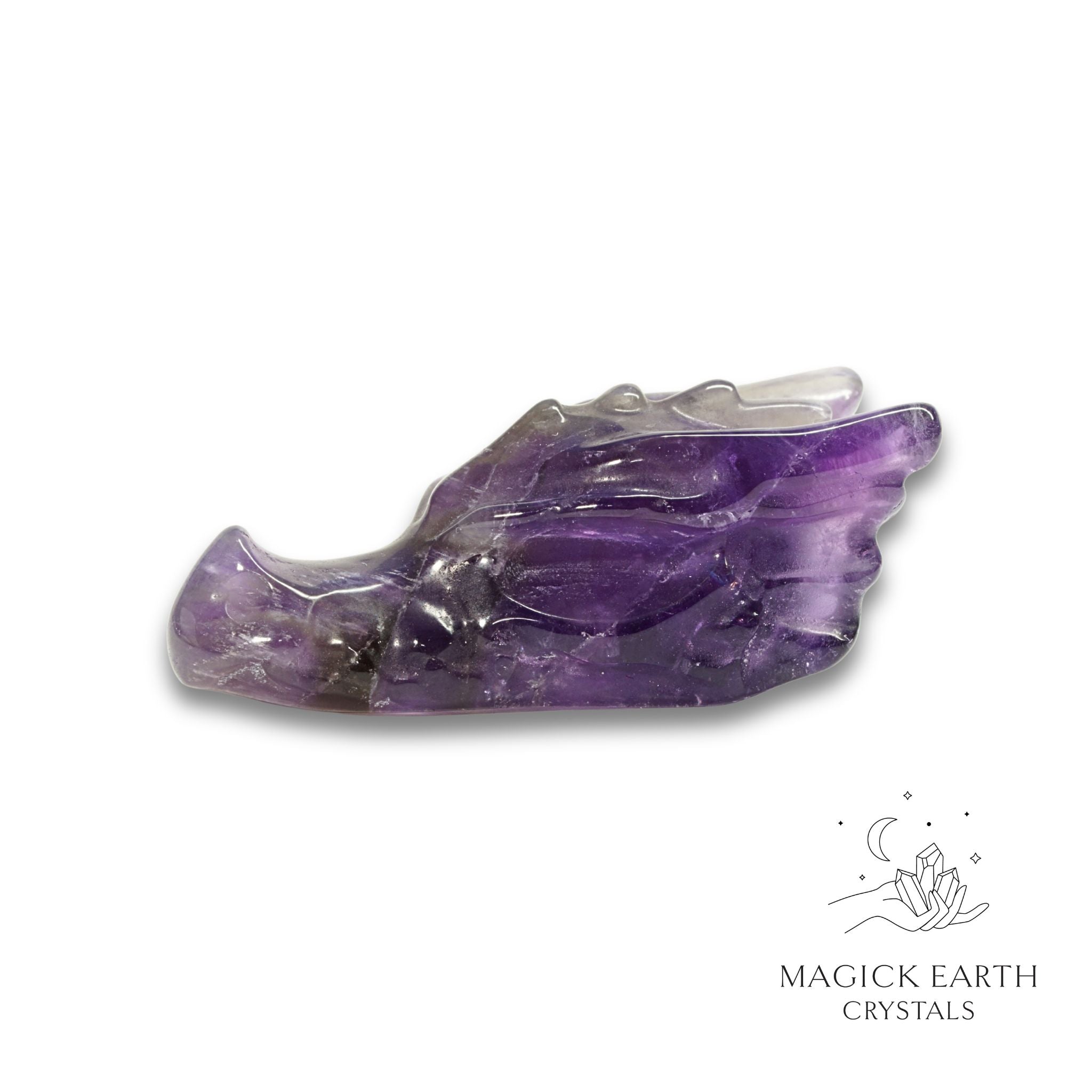 Natural Amethyst crystal dragon skull view b