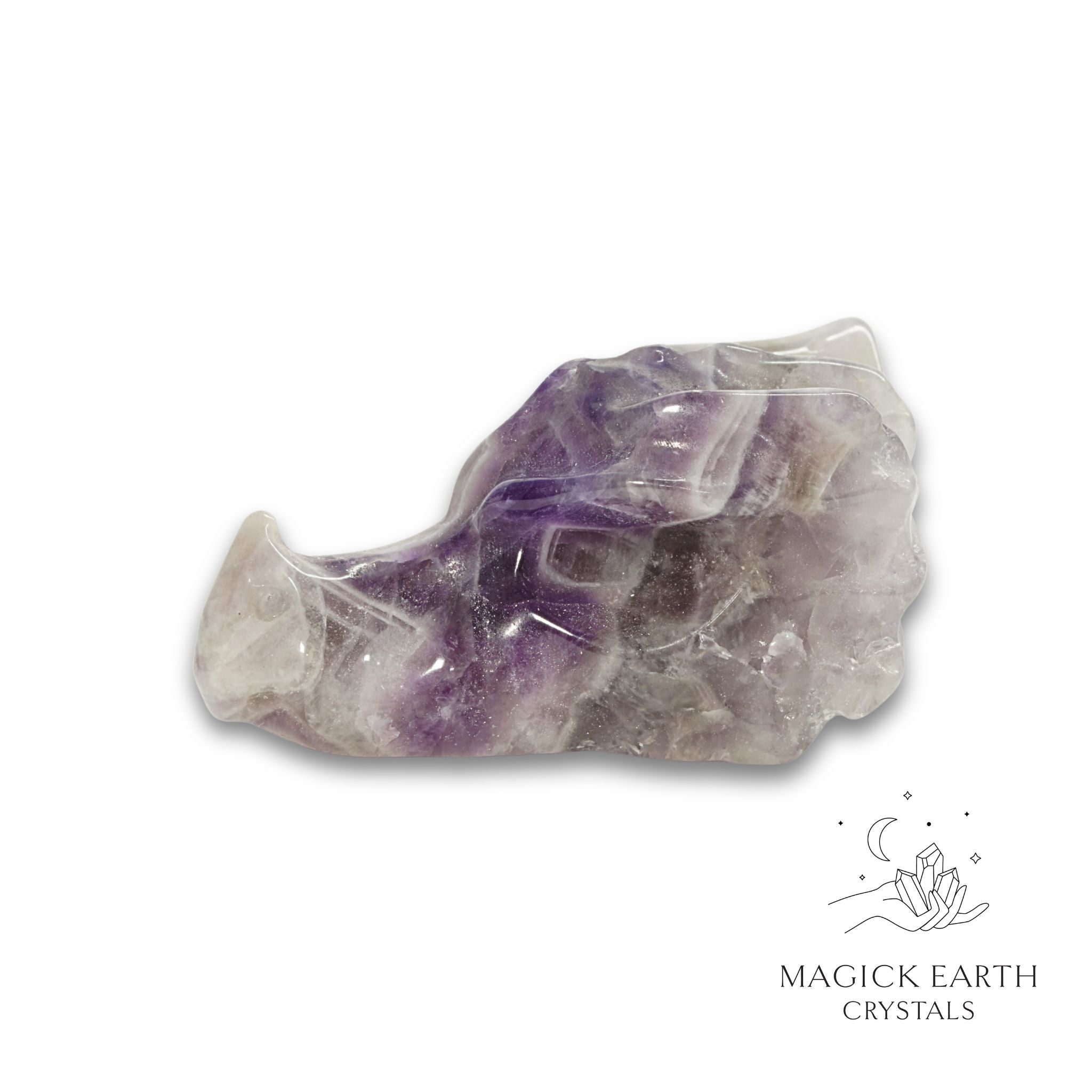Natural Amethyst crystal dragon skull view d
