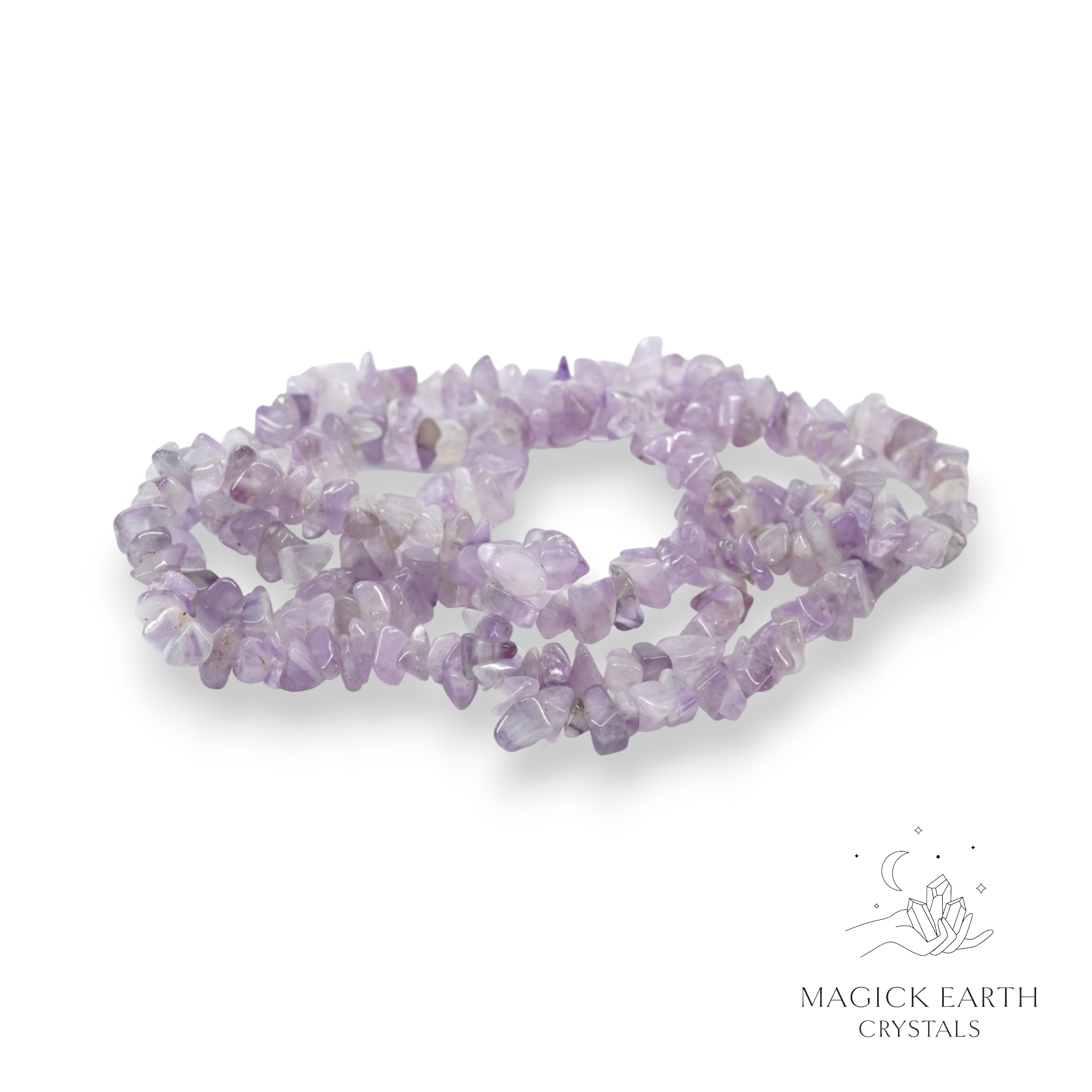 Natural Amethyst drilled crystal chip strand view b