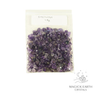 Natural Amethyst drilled crystal chip 48g bag view c